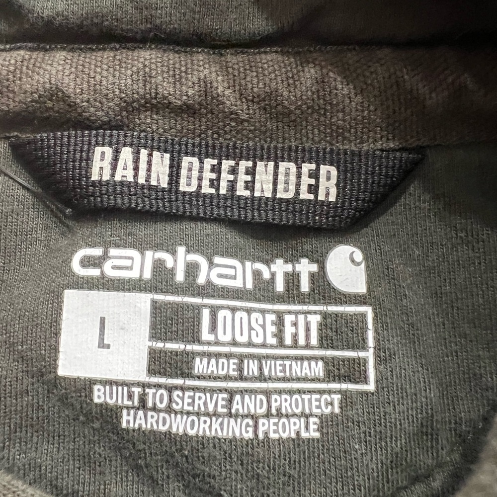 Carhartt Rain Defender Hoodie L Gray Loose Fit Workwear Pullover - Picture 6 of 9